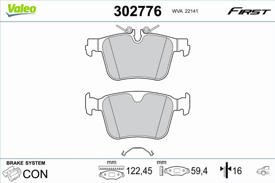 Valeo 302776 - Kit de plaquettes de frein, frein à disque cwaw.fr