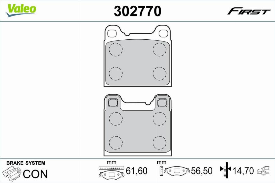 Valeo 302770 - Kit de plaquettes de frein, frein à disque cwaw.fr