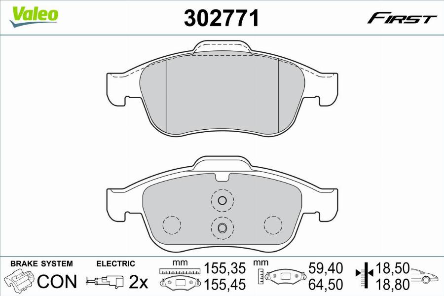 Valeo 302771 - Kit de plaquettes de frein, frein à disque cwaw.fr