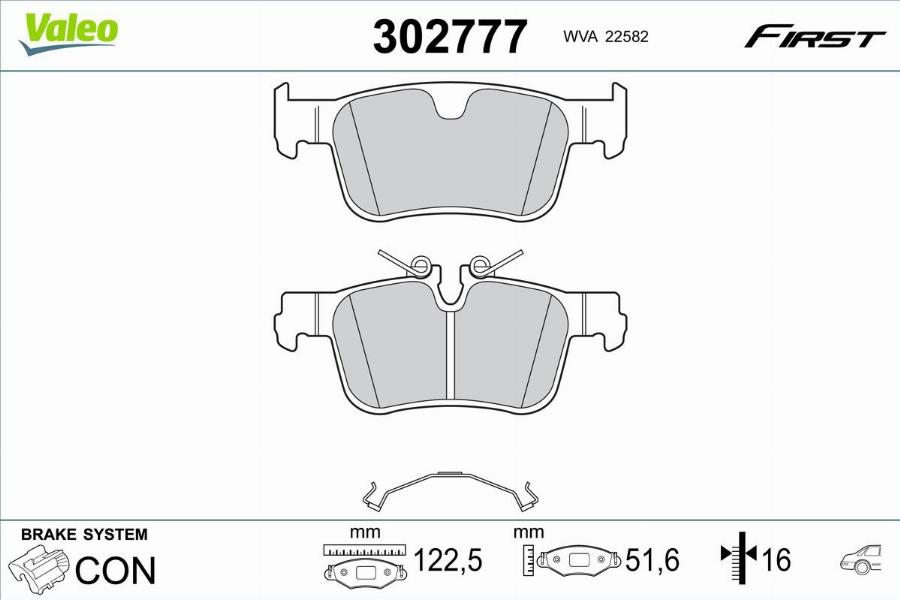 Valeo 302777 - Kit de plaquettes de frein, frein à disque cwaw.fr