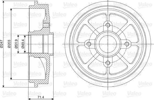 Valeo 237097 - Tambour de frein cwaw.fr