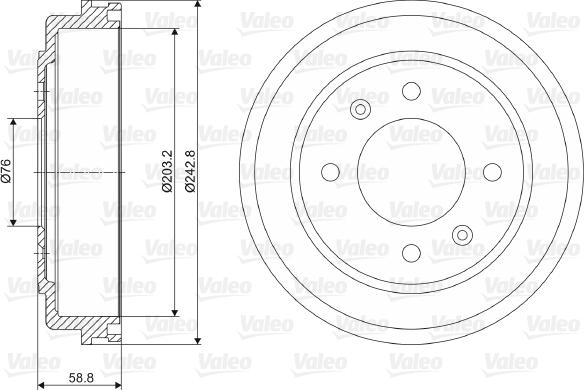 Valeo 237055 - Tambour de frein cwaw.fr