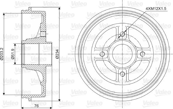 Valeo 237008 - Tambour de frein cwaw.fr