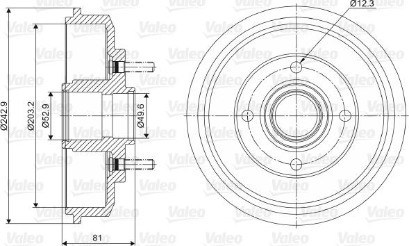 Valeo 237012 - Tambour de frein cwaw.fr