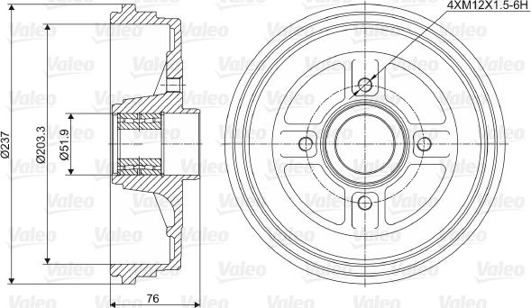 Valeo 237034 - Tambour de frein cwaw.fr