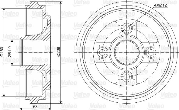 Valeo 237026 - Tambour de frein cwaw.fr