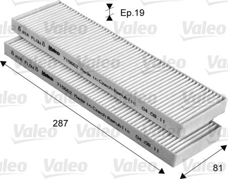 Valeo 715662 - Filtre, air de l'habitacle cwaw.fr