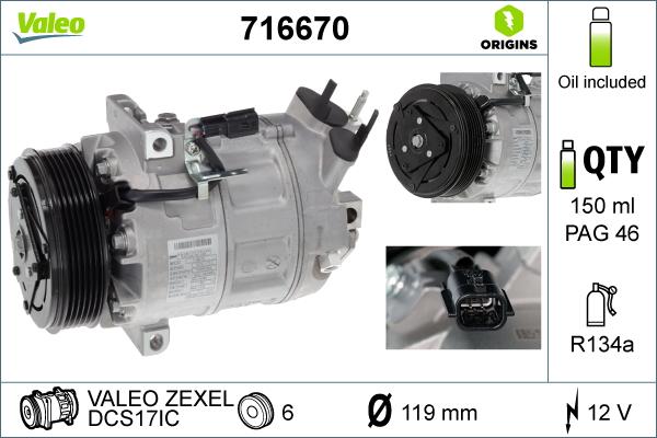 Valeo 716670 - Compresseur, climatisation cwaw.fr