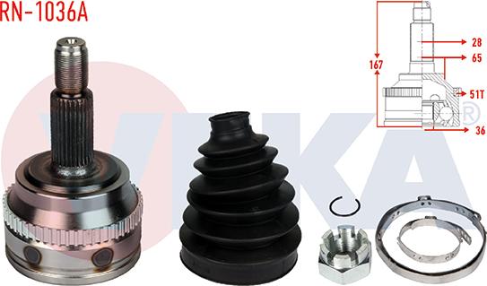 Veka RN-1036A - Jeu de joints, arbre de transmission cwaw.fr