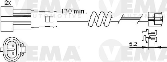 VEMA 117484 - Contact d'avertissement, usure des plaquettes de frein cwaw.fr