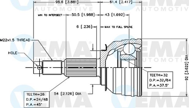 VEMA 18495 - Jeu de joints, arbre de transmission cwaw.fr