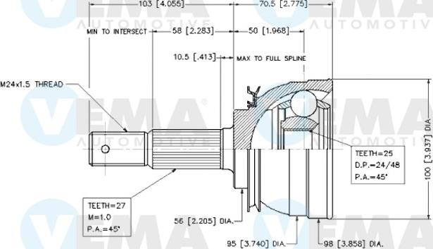 VEMA 18452 - Jeu de joints, arbre de transmission cwaw.fr