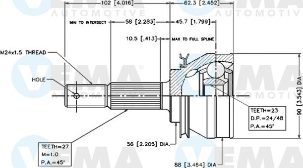 VEMA 18436 - Jeu de joints, arbre de transmission cwaw.fr