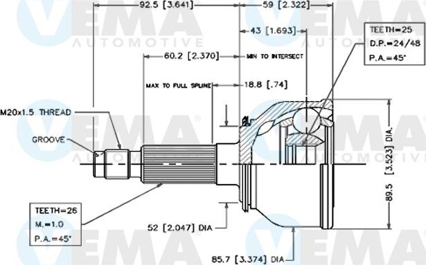 VEMA 18431 - Jeu de joints, arbre de transmission cwaw.fr