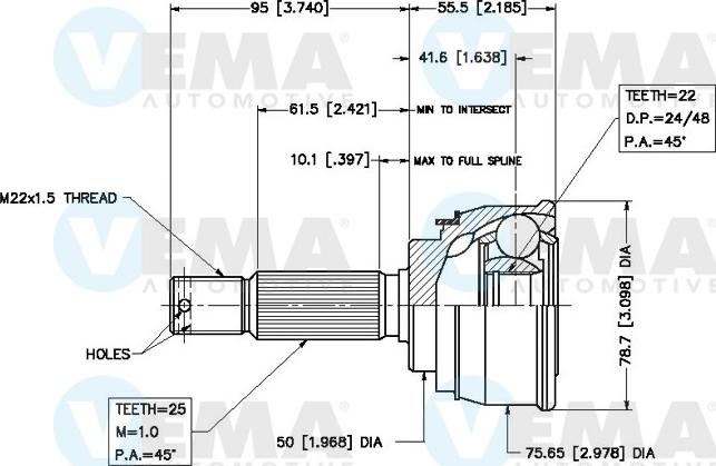 VEMA 18433 - Jeu de joints, arbre de transmission cwaw.fr