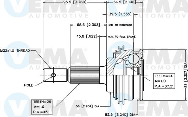 VEMA 18425 - Jeu de joints, arbre de transmission cwaw.fr