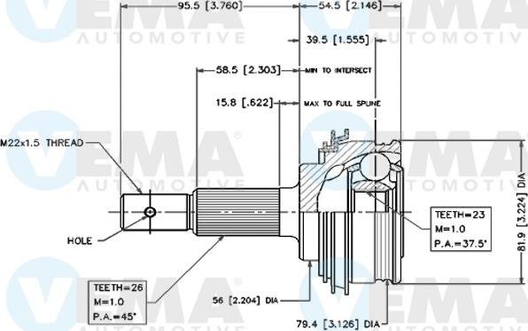 VEMA 18427 - Jeu de joints, arbre de transmission cwaw.fr