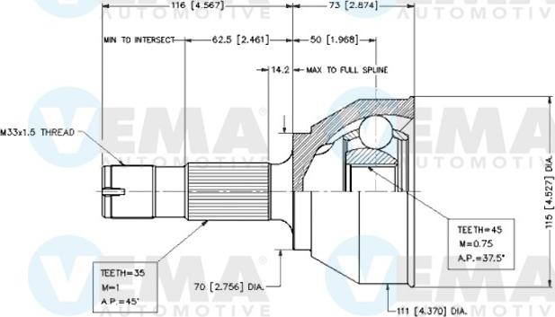 VEMA 18548 - Jeu de joints, arbre de transmission cwaw.fr