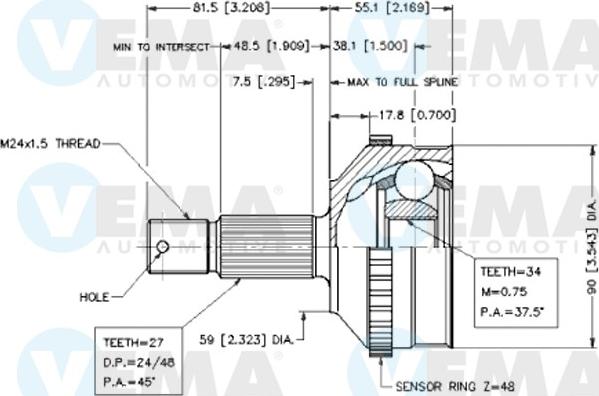 VEMA 18556 - Jeu de joints, arbre de transmission cwaw.fr