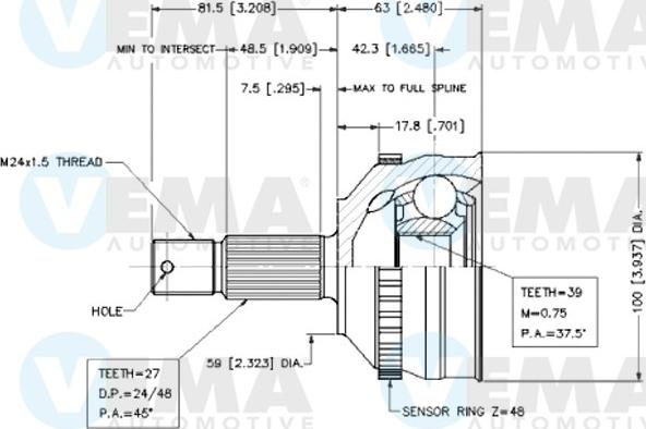 VEMA 18557 - Jeu de joints, arbre de transmission cwaw.fr