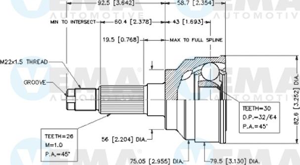 VEMA 18566 - Jeu de joints, arbre de transmission cwaw.fr