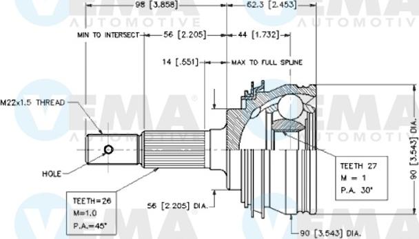 VEMA 18562 - Jeu de joints, arbre de transmission cwaw.fr