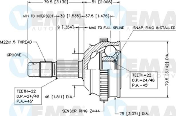 VEMA 18584 - Jeu de joints, arbre de transmission cwaw.fr