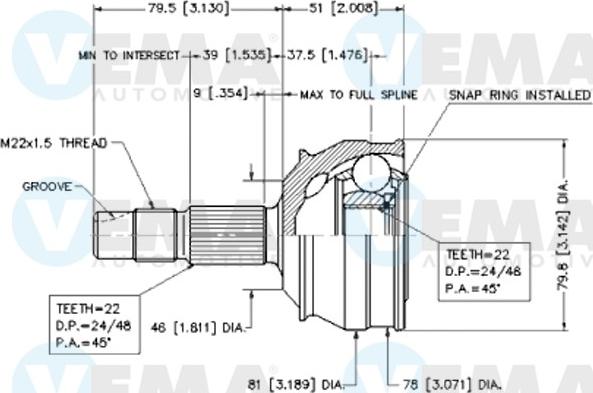 VEMA 18583 - Jeu de joints, arbre de transmission cwaw.fr