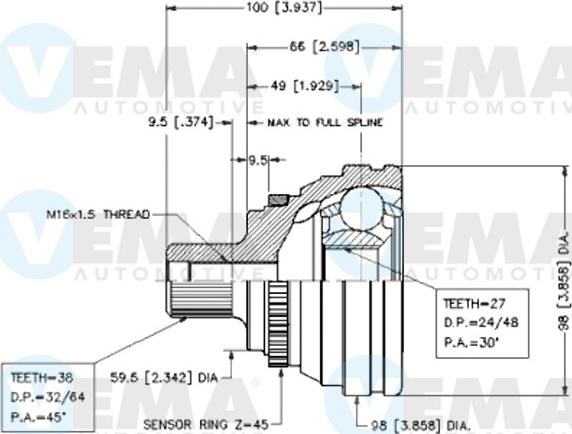 VEMA 18579 - Jeu de joints, arbre de transmission cwaw.fr