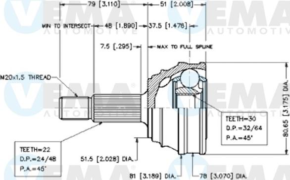 VEMA 18574 - Jeu de joints, arbre de transmission cwaw.fr