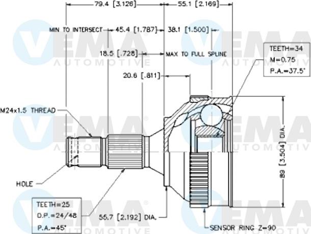 VEMA 18575 - Jeu de joints, arbre de transmission cwaw.fr