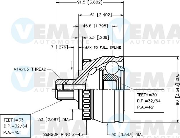 VEMA 18644 - Jeu de joints, arbre de transmission cwaw.fr