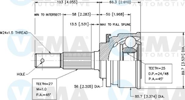 VEMA 18640 - Jeu de joints, arbre de transmission cwaw.fr