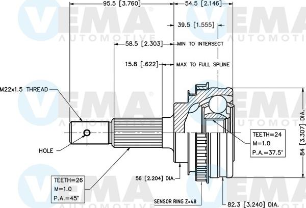 VEMA 18661 - Jeu de joints, arbre de transmission cwaw.fr