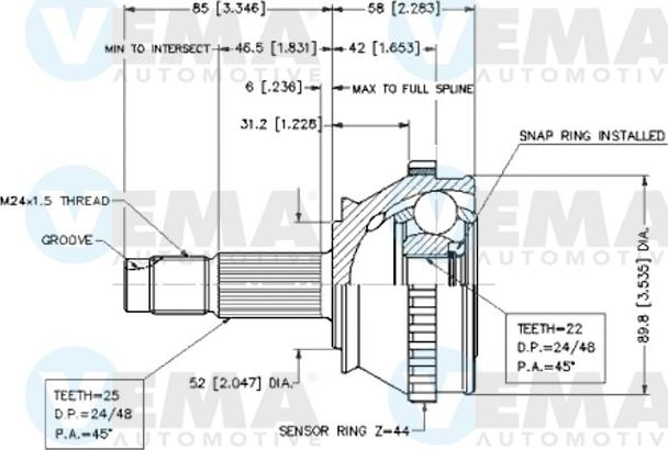 VEMA 18609 - Jeu de joints, arbre de transmission cwaw.fr