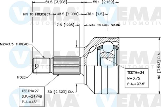 VEMA 18614 - Jeu de joints, arbre de transmission cwaw.fr