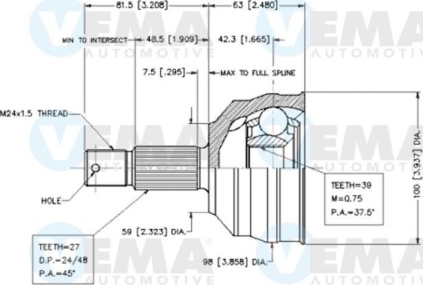 VEMA 18615 - Jeu de joints, arbre de transmission cwaw.fr