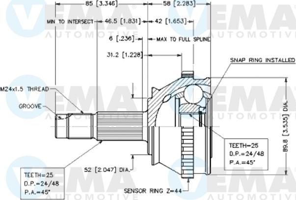 VEMA 18611 - Jeu de joints, arbre de transmission cwaw.fr