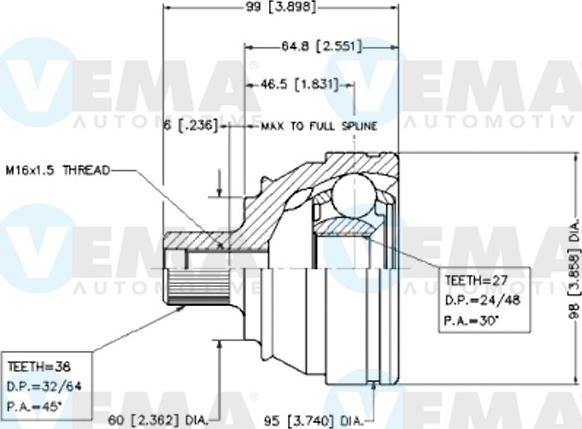 VEMA 18632 - Jeu de joints, arbre de transmission cwaw.fr