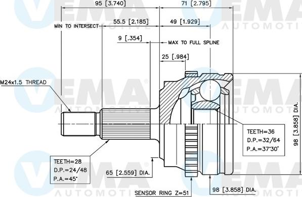 VEMA 18814 - Jeu de joints, arbre de transmission cwaw.fr