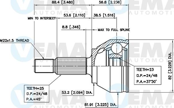 VEMA 18817 - Jeu de joints, arbre de transmission cwaw.fr