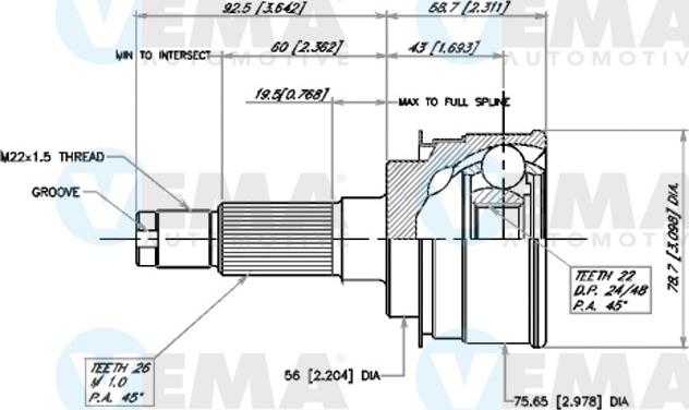 VEMA 18353 - Jeu de joints, arbre de transmission cwaw.fr