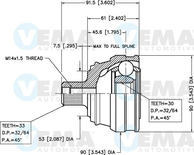 VEMA 18290 - Jeu de joints, arbre de transmission cwaw.fr