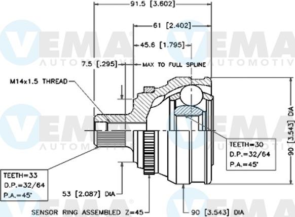 VEMA 18291 - Jeu de joints, arbre de transmission cwaw.fr