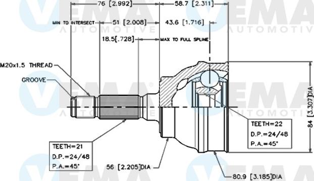 VEMA 18245 - Jeu de joints, arbre de transmission cwaw.fr