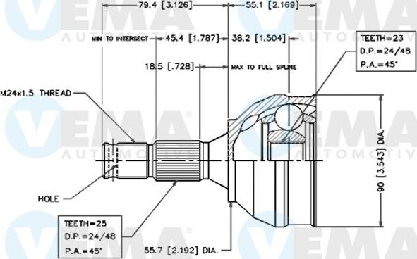 VEMA 18247 - Jeu de joints, arbre de transmission cwaw.fr