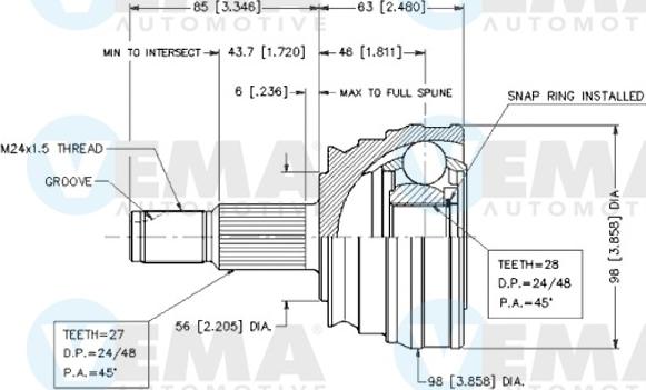 VEMA 18253 - Jeu de joints, arbre de transmission cwaw.fr