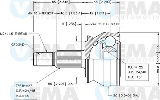 VEMA 18260 - Jeu de joints, arbre de transmission cwaw.fr