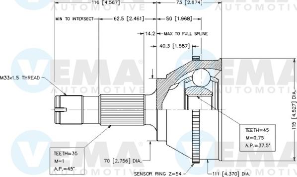 VEMA 18263 - Jeu de joints, arbre de transmission cwaw.fr