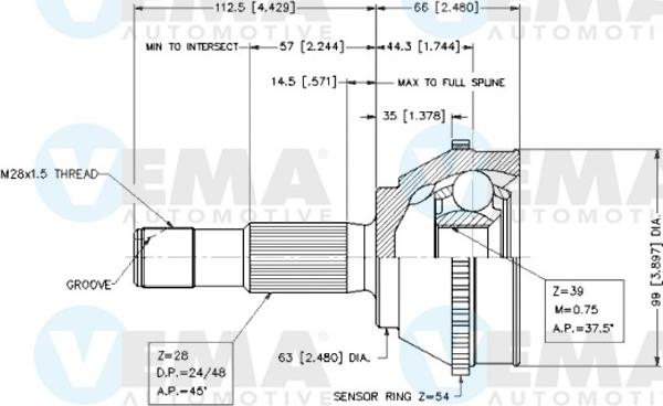 VEMA 18262 - Jeu de joints, arbre de transmission cwaw.fr